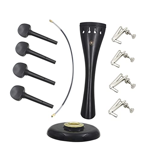 HANABASS 1 Set Ebony Cello Supplies Set Cello Parts Including Tailpiece Tuning Pegs Adjusters for Enhanced Sound and Easy Maintenance Assorted Color