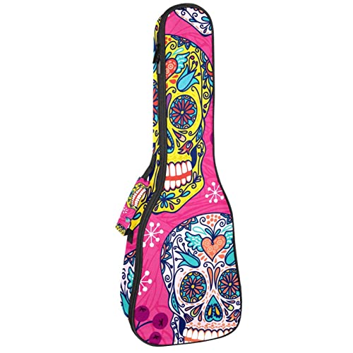 Housse ukulélé ténor rembourrée idéale pour vos concerts avec son style calavera rose