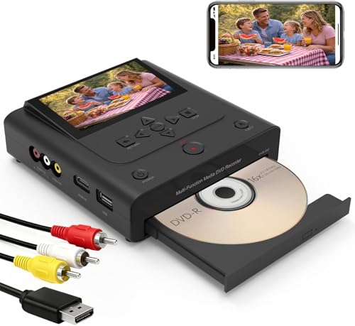 VHS to DVD Recorder, DVD Recorder with HDMI & AV Input, Convert VHS, VCR, Hi8 and Camcorder to DVD,...