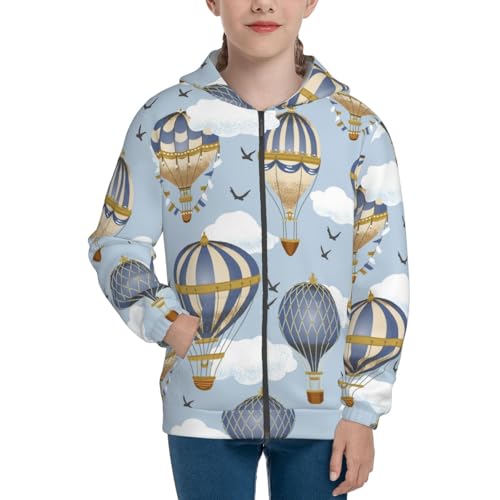 Balloon Vintage Kid Hoodies Boys Zip Up Sweatshirts Girls Pullover with Pocket3