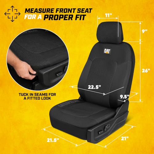 Image of CAT MeshFlex Seat Covers Full Set for Full-Size Pickup Trucks Only - Black | Front Bucket Seat Covers & 60 /40 Split Rear Bench Protector - Interior Accessories For F-150, Silverado, Ram, Sierra & Tundra