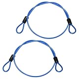 TIXIPEM Security Cable with Loops [2Pcs] - 1.64ft / 64.6 Inch Stainless Steel Luggage Lock Safety Cable Use for Bikes & Luggage & Toolbox, & Tent - [Blue] Wire Rope Lanyard