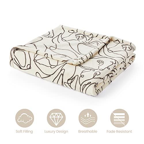 Cozy Bliss Beige Throw Blanket Doggy Face Ultra Soft Throw Blanket Spring Summer Blanket Nap Blanket For Dog Lovers, Doggy Face 50"X60" #TOP3