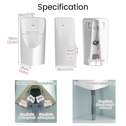 Orinal de cerámica para garaje y baño sin espacio inodoro de pared con botón 3