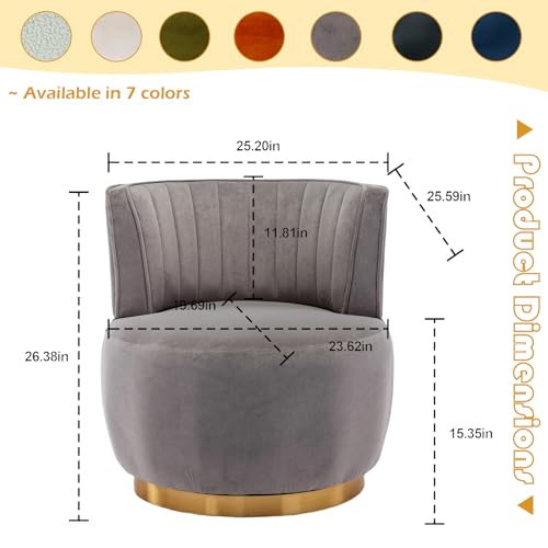 Sillón Giratorio Moderno Terciopelo Gris miniatura 2