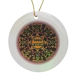 Circle Porcelain Ornament - Victorian Good Night Vintage Magic Lantern Slide White Background Magic Lantern