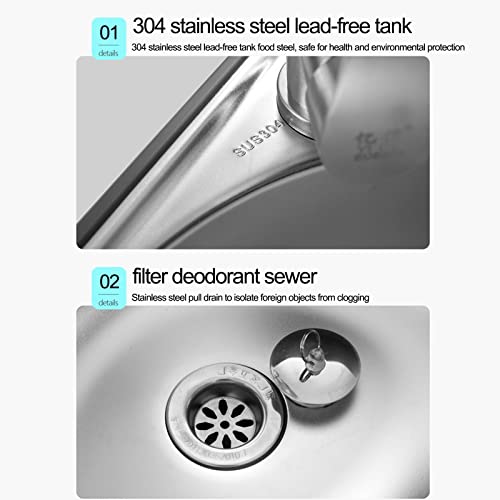 Stainless Steel Wall-Mounted Single Bowl Sink Triangle Wash Basin Thick Small Sink Corner For Kitchen Bathroom Lavatory Easy To Install Depth_13Cm/5In #TOP4