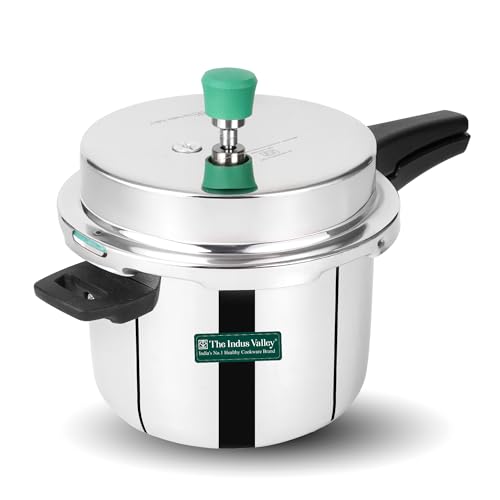 Image of The Indus Valley Triply Stainless Steel Pressure Cooker Outer Lid | Large, 5L, 2.04kg | Induction Friendly | ISI-Certified, Nonstick 3-Layer Body, 100% Pure & Toxin-Free, 5 Years Warranty