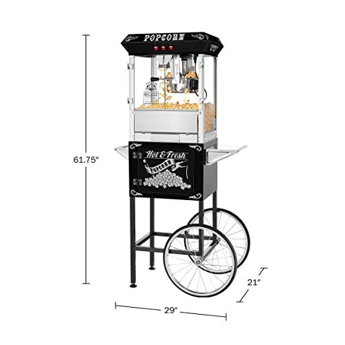 Popcorn Machine With Cart – 8Oz Popper With Stainless-Steel Kettle, Heated Warming Deck, And Old Maids Drawer By Great Northern Popcorn (Black) (83-Dt6089) #TOP1