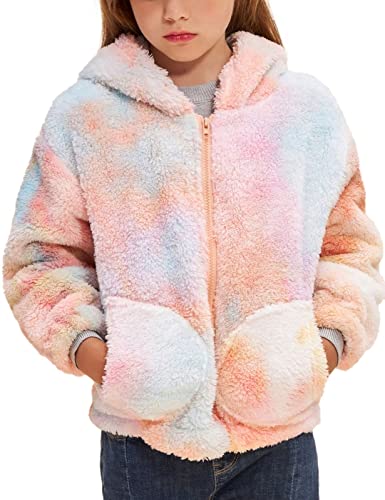 Danna Belle Girl Zip Up Hoodie Fleece Jacket Kids Tie Dye Sweatshirts Coat Outwear 10-12Year