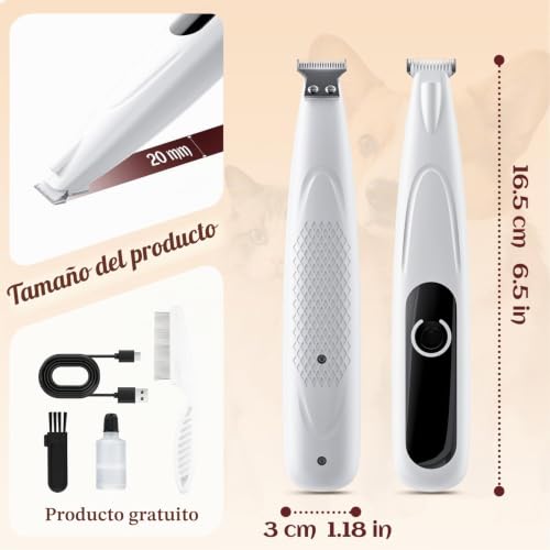 Miniatura 2 de Glasflength Cortapelos Para Perros Con Luz Led, Cortapelos Perros Bajo Nivel De Ruido Inalámbrico Maquina Cortar Pelo Perros Recargables Para Perros Gatos Patas Ojos Orejas Cara Cuerpo Blanco
