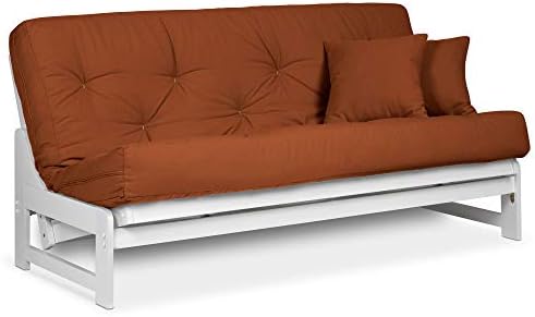 Nirvana Futons Arden Armless White Wood Futon Frame Full or Queen Size - Solid Hardwood Sofa Bed Frame Construction, Space Saving Design Ideal for RV, Small Rooms, and Dorms