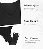 Joyshaper Body damskie z krótkim rękawem/pływakiem z tyłu / bez rękawów elegancka koszula z dekoltem w serek Sexy Chic Bodysuit Topy T-Shirt Miękka tkanina Tank Top Kombinezon Body Stringi z