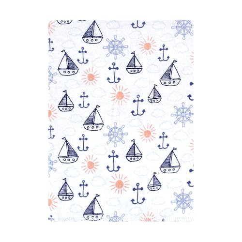 Image of Hudson Baby Cotton Flannel Burp Cloths 12-Pack Bundle, Sunshine And Sailboats, One Size
