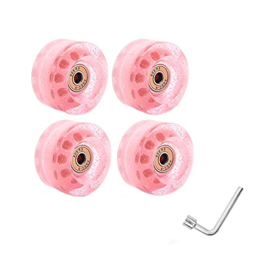Diggtor Lot de 4 roues de patins à roulettes avec roulements pour intérieur ou extérieur 32 x 58 mm 82A avec clé à molette portable