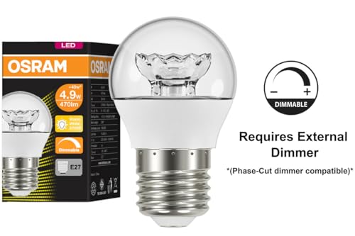 Image of LEDVANCE Osram 4.9 Watt E27- Dimmable- Led Lamp- Screw /Thread Type Lamp /Bulb- Round- Warm White 2700K- Pack of 3