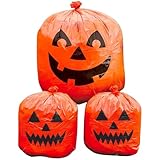 Amscan Family Friendly Jack-O-Lantern Halloween Lawn Bags, Orange, 30