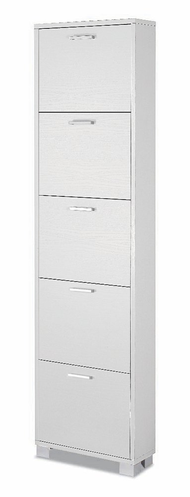 Meuble à chaussures Sarmog blanc flammé pour une entrée accueillante