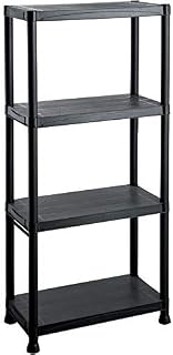 4/5 Tier Black Plastic Shelving Unit Storage Organised Garage/Home/Pantry Racking Shelf Shelves Workbench Workman Bays Racking Tools Paint Stationary Parts (4 Tier)