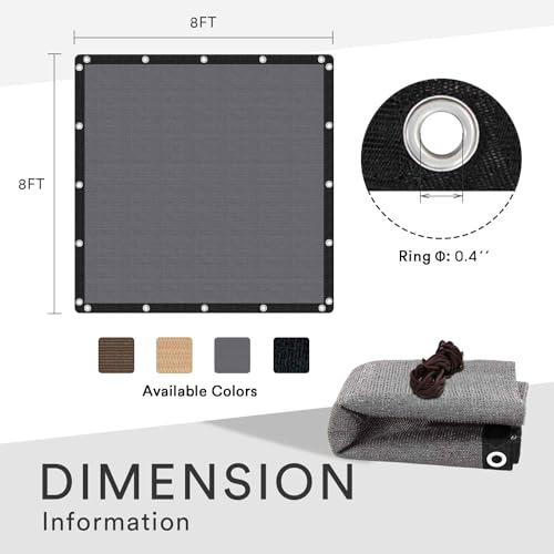 VICLLAX 90% Shade Fabric Sun Shade Cloth with Reinforced Grommets, Outdoor Sun Screen Fabric for Outdoor Patio Garden Pergola Cover Canopy 8x8 FT, Dark Grey by VICLLAX - Image 6
