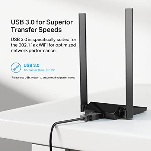 TP-Link WiFi 6 USB Adapter for Desktop PC - (Archer TX20U Plus) AX1800 Wireless Network Adapter with 2.4GHz, 5GHz, High Gain Dual Band 5dBi Antenna, WPA3, Supports Windows 11/10 - 5
