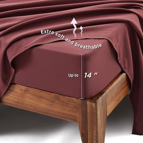 Image of Bedsure Floral Burgundy Comforter Set, Full Bedding Sets, 7 Piece