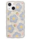 GUSDBSW 2023 Newest Cute iPhone 13 Case for Women Girly, Fashion Wave Grip Design & Aesthetic Floral