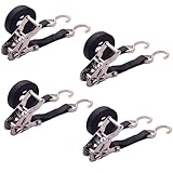 BoxerTool Stainless Steel Ratchet Straps S Hook 1”x10’ – 4 Pack – Marine Tie Down, Rust/Corrosion Resistant, Boats, Saltwater, Snow, 770LBS Break Strength