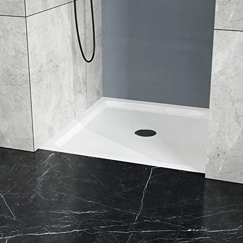 DOPERFE 36“ x 36” Single Threshold Shower Base, Non-Slip, Stain and Scratch Resistant,Centered Drain, Single Threshold (White, 36 * 36")