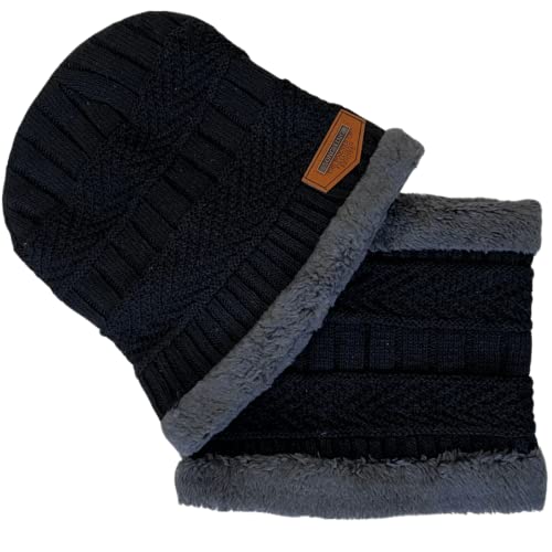 Toca Gorro Inverno E Gola Forrados Touca Com Cachecol Frio (PRETA)