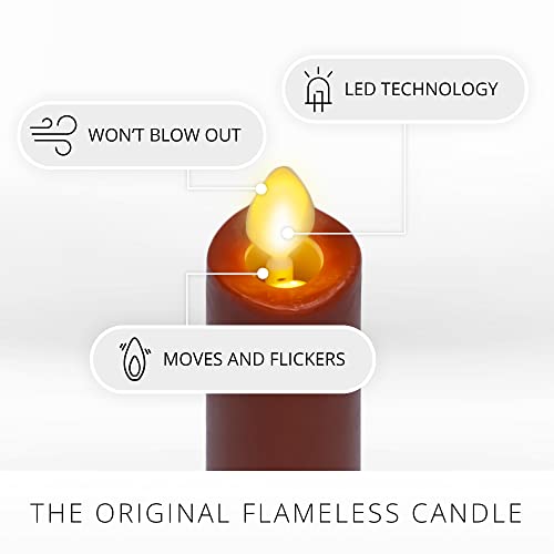 Image of Luminara - Flameless Battery Operated Taper Candle - Burnt Orange - Pack of 1-1x9.5 - LED Flickering Flame - Realistic Safe for Home Kids and Pets
