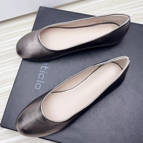 LUXINYU Women Solid Color Comfortable Round Toe Microfiber Leather Slip on Ballet Flats Low Heel Dress Shoes Office Shoes Casual Shoes3