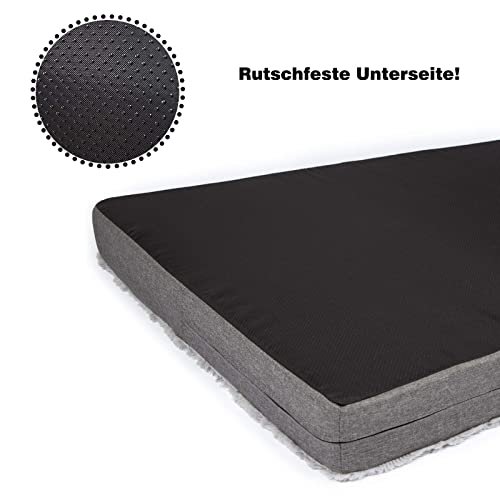 CopcoPet - Hundematte Lucky Hundematratze orthopädisch, rutschfest und waschbar, Hundebett kuschelig aus flauschigem Plüsch Fellimitat-Stoff Hundekissen Schlafplatz 100 x 80 x 10 cm Grau