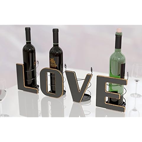 Clearance Priced ~ Valentine's Day Gift ~ Decor ~ HouseVines Wine Bottle Holder, Decorative Love Letters Wine Bottle Organizers for 4 Bottles Cover