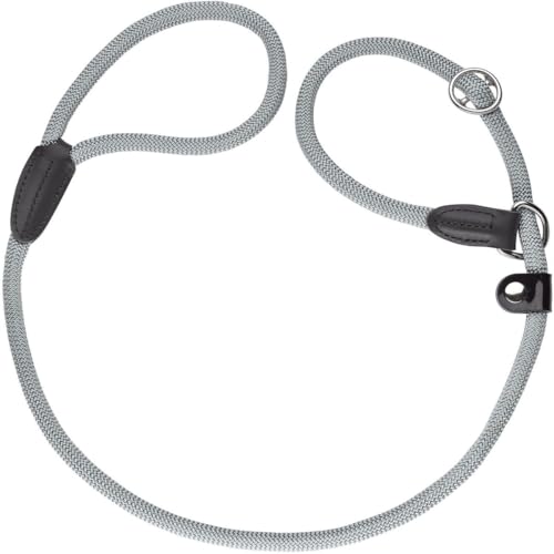 Hunter Retriever-Hundeleine Freestyle EIBY, Farbe: grau, stufenlos verstellbar, integrierte Halsung, Robustes, wetterfestes Polyamid-Tau, pflegeleicht, mit Lederkappen, griffig, Größe: 10/170