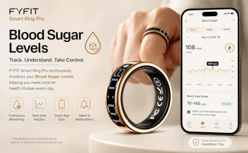 Image of Smart Ring Pro | Buy Sizing Kit First | Caller Notifications & Vibration Alerts | Built-in LED Display | Sleep Tracker, Heart Rate, HRV & SPO₂ | Sports Modes | Gesture Control | Gold | Size 9