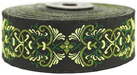11 Yard Soool 1.37 inches WideCeltic Knot Green Jacquard Ribbons Ribbon Trim Jacquard Trim Craft Supplies Collar Supply Trim 35976