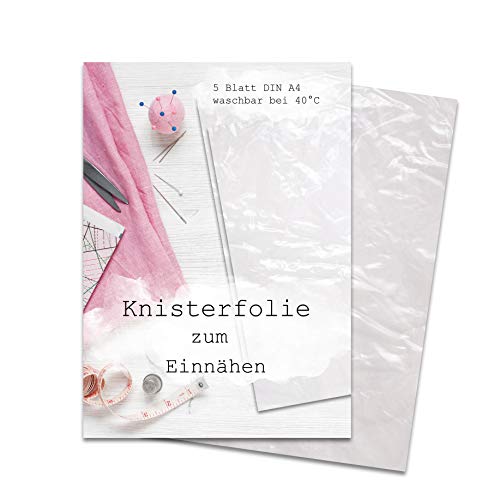 Knisterfolie zum Einnähen 5 Blatt DIN A4, Knisterpapier zum Einnähen Cover