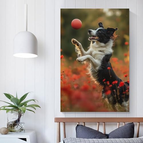 Cuadro sobre lienzo de Border Collie para solucionar paredes vacias en el comedor 5