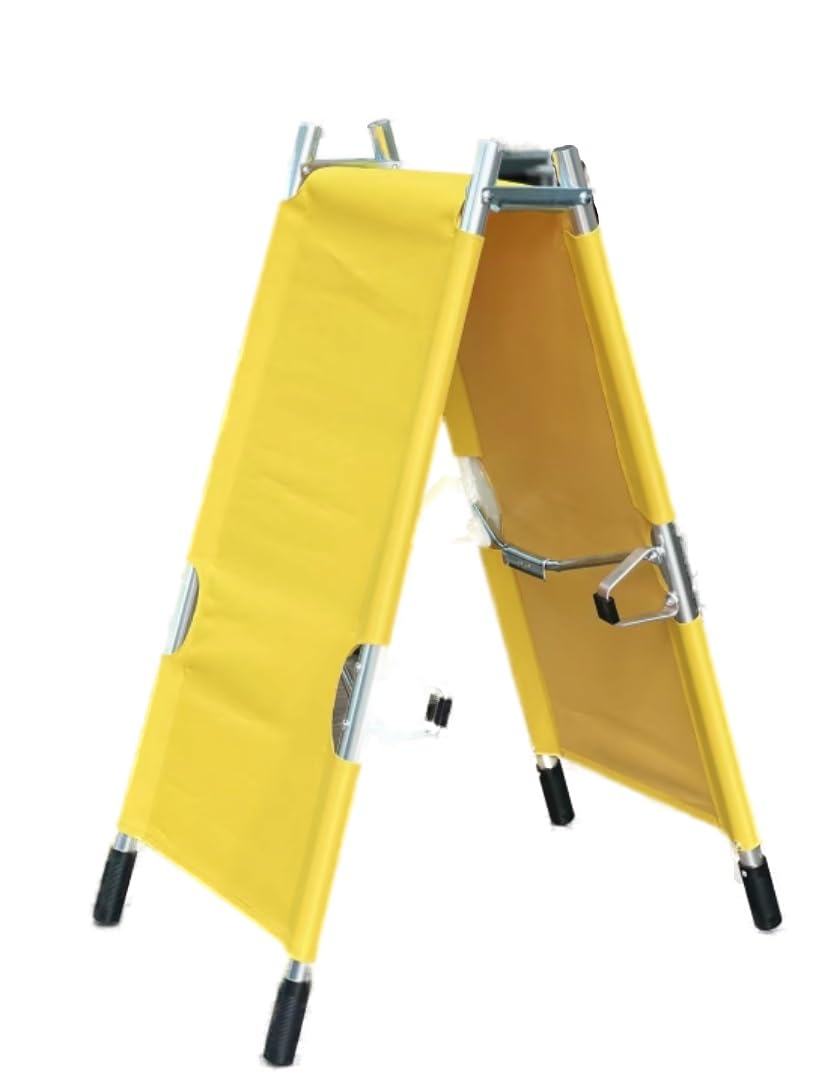 SGKOMN Folding Stretcher, Medical Stretcher, Emergency Litter Stretcher Aluminum Alloy Portable Stretcher, First Aid Rescue Ambulance Stretcher, for Hospital Clinic Home Mobile Injured, Yellow
