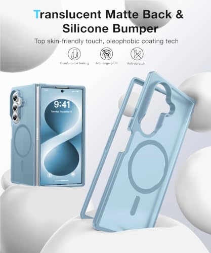 Image of NO.1 Magnetic for Samsung Galaxy Z Fold 8 Ultra Case with MagSafe | [Military Grade Drop Tested][Translucent Matte][Anti-Fingerprint] Soft Silicone Bumper for Samsung Fold 8 Ultra Case,Sky Blue