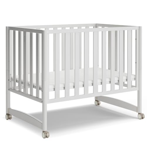 MAMAZING EvoNook 6-in-1 Mini Crib, NZ Wood, Wheels, White