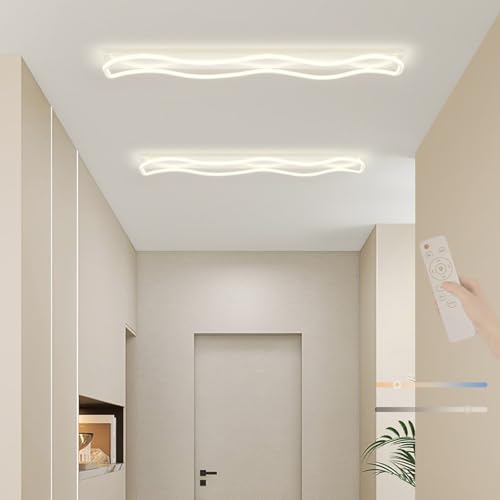 Plafonnier LED dimmable avec télécommande design blanc 100cm