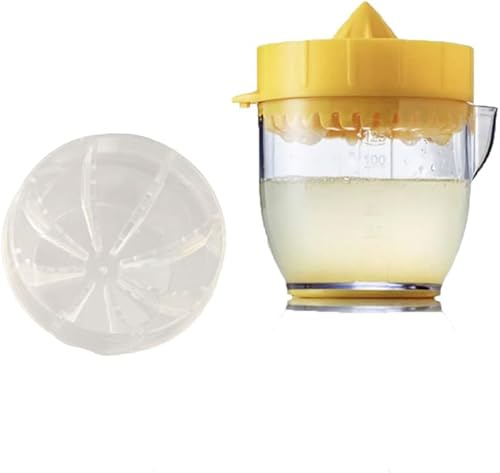 Exprimidor manual, exprimidor de mano de cítricos, limón, naranja, portátil, de plástico, 4.2 fl oz, mini exprimidor de limón, contenedor de jugo