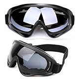 cailiya Gafas Motocross, 2 Piezas Unisex Máscara Gafas Esqui Snowboard, Compatible Con Casco, Anti-Niebla Protección UV, Para Esquiar, Motocross, Ocio Diario Y Surf（Nero-Grigio）