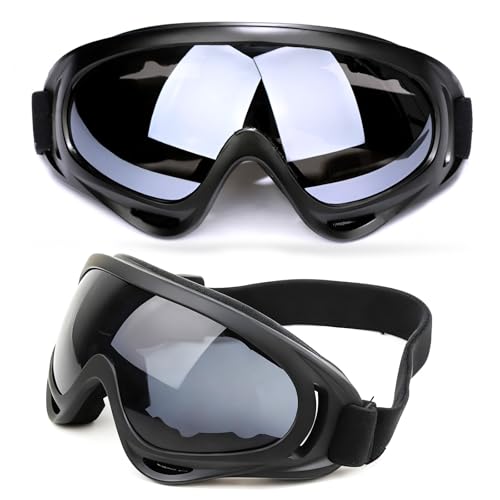 cailiya Gafas Motocross, 2 Piezas Unisex Máscara Gafas Esqui Snowboard, Compatible Con Casco, Anti-Niebla Protección UV, Para Esquiar, Motocross, Ocio Diario Y Surf（Nero-Grigio）