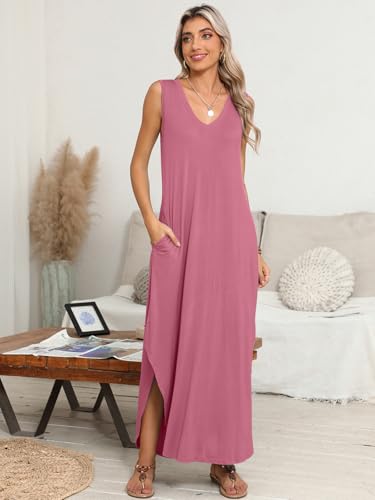 Image of BELAROI Womens Plus Size Maxi Dress Sundress Summer Casual Sleeveless V Neck Pockets Beach Swimsuit Coverup Loose