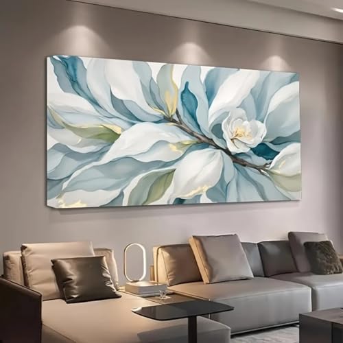 Affiche florale blanche abstraite pour salon moderne