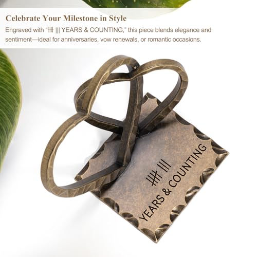 Vastsea 8 Year Anniversary Bronze Gifts Handcrafted Two Hearts Sculpture - Image 4
