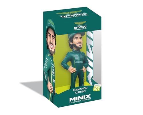 MINIX Bandai Figura de colección 12 cm, Aston Martin, Fernando Alonso, Coleccionables para Exhibición, Idea de Regalo, Juguetes para Niños y Adultos, Fans De Fórmula 1 (MN19359)
